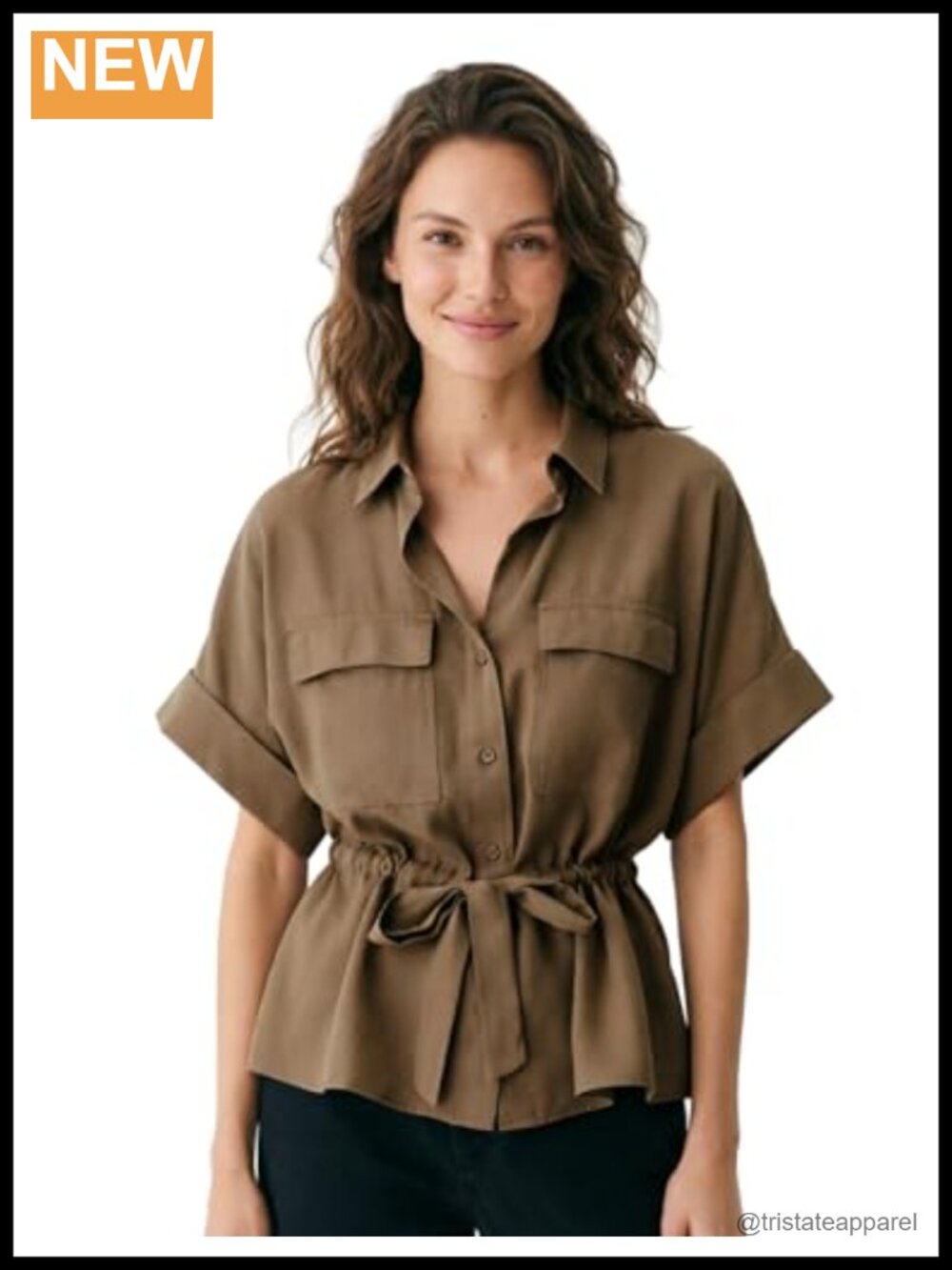 Women's Short Sleeve Peplum Button Down Blouse Work Shirt